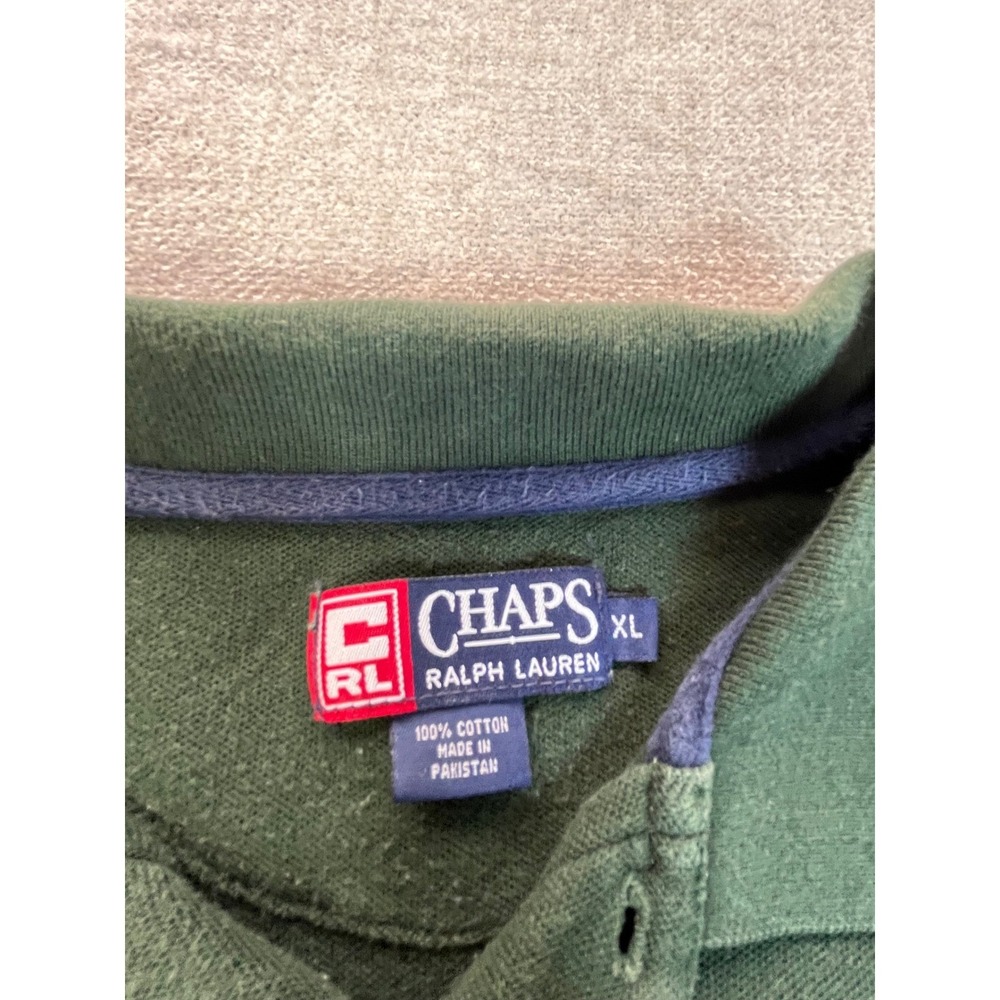 Chaps Ralph Lauren Mens Green Short Sleeve Pique Polo Shirt XL Embroidered Crest - Picture 3 of 6